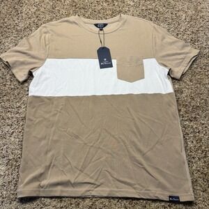 Ben Sherman Men's M Colorblock Pocket Tee Sand White Short Sleeve NWT